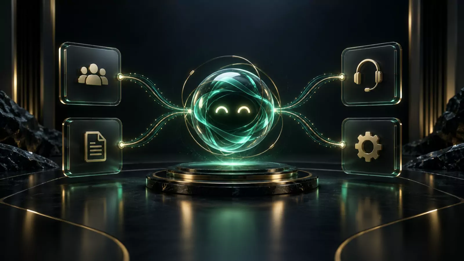 Premium AI assistant and business integration visual