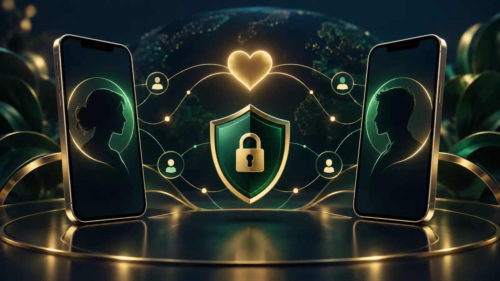 Dating application privacy, reporting and safety controls illustration