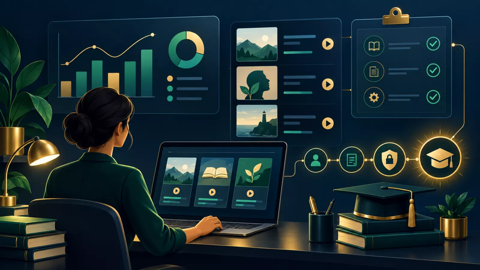 Learning management system course administration illustration
