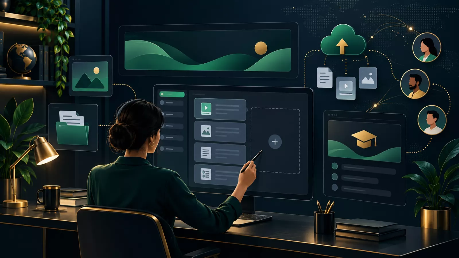 Learning management system course builder illustration
