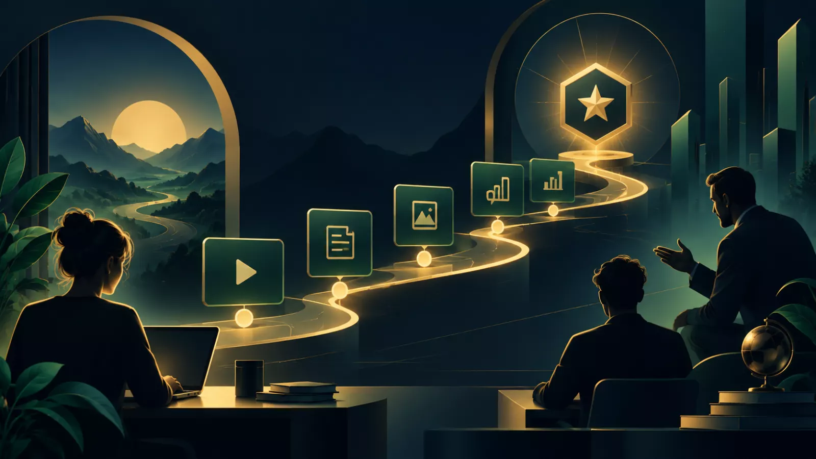 Learning management system learner journey illustration