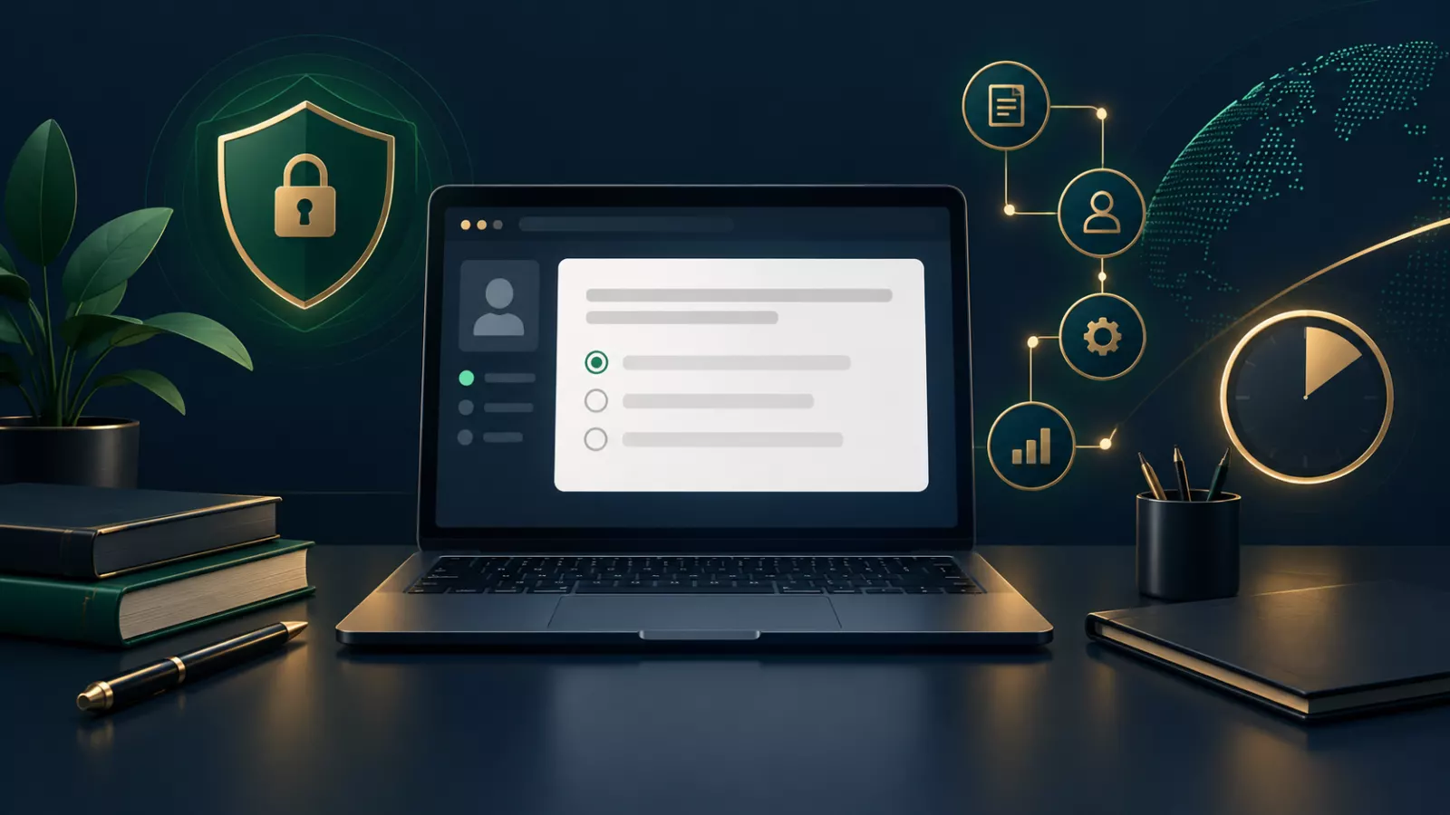 Online examination system secure digital assessment illustration