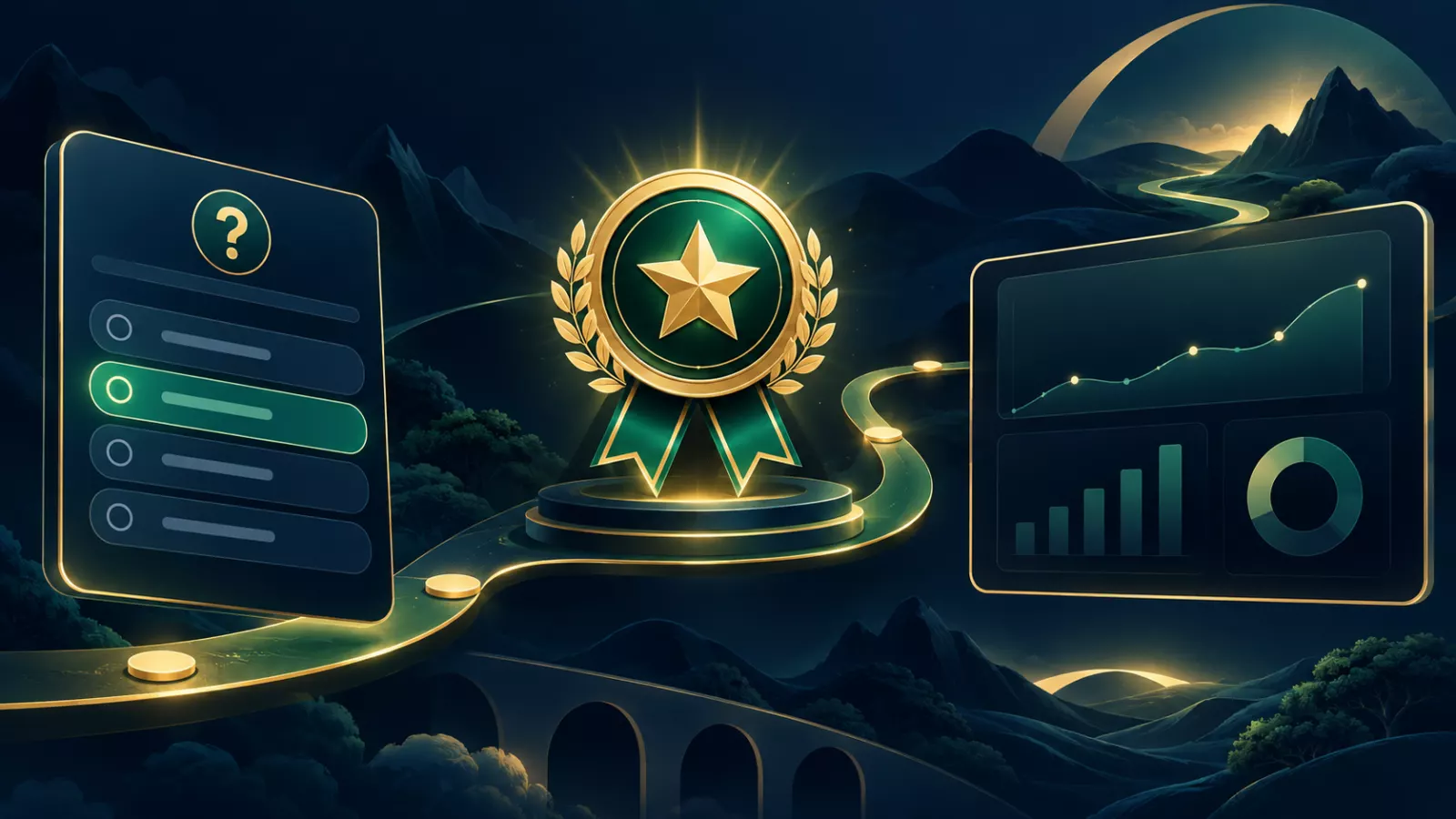Quiz app player journey and analytics illustration