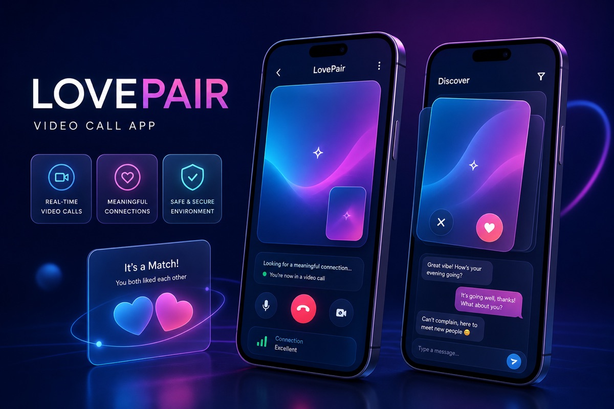 LovePair video call app interface developed by Itrifid