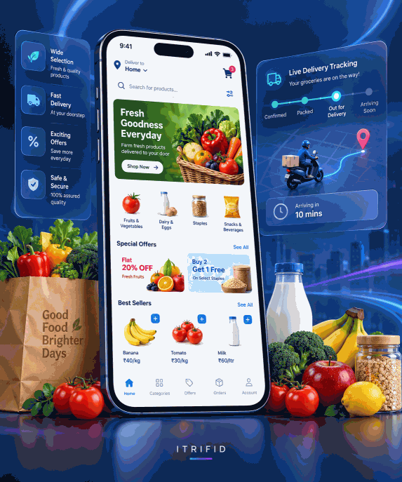 Grocery delivery app customer interface