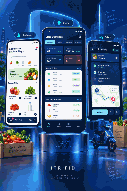 Grocery app ecosystem for customers stores and drivers