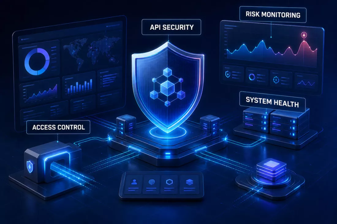 Access control, system health and operational monitoring illustration