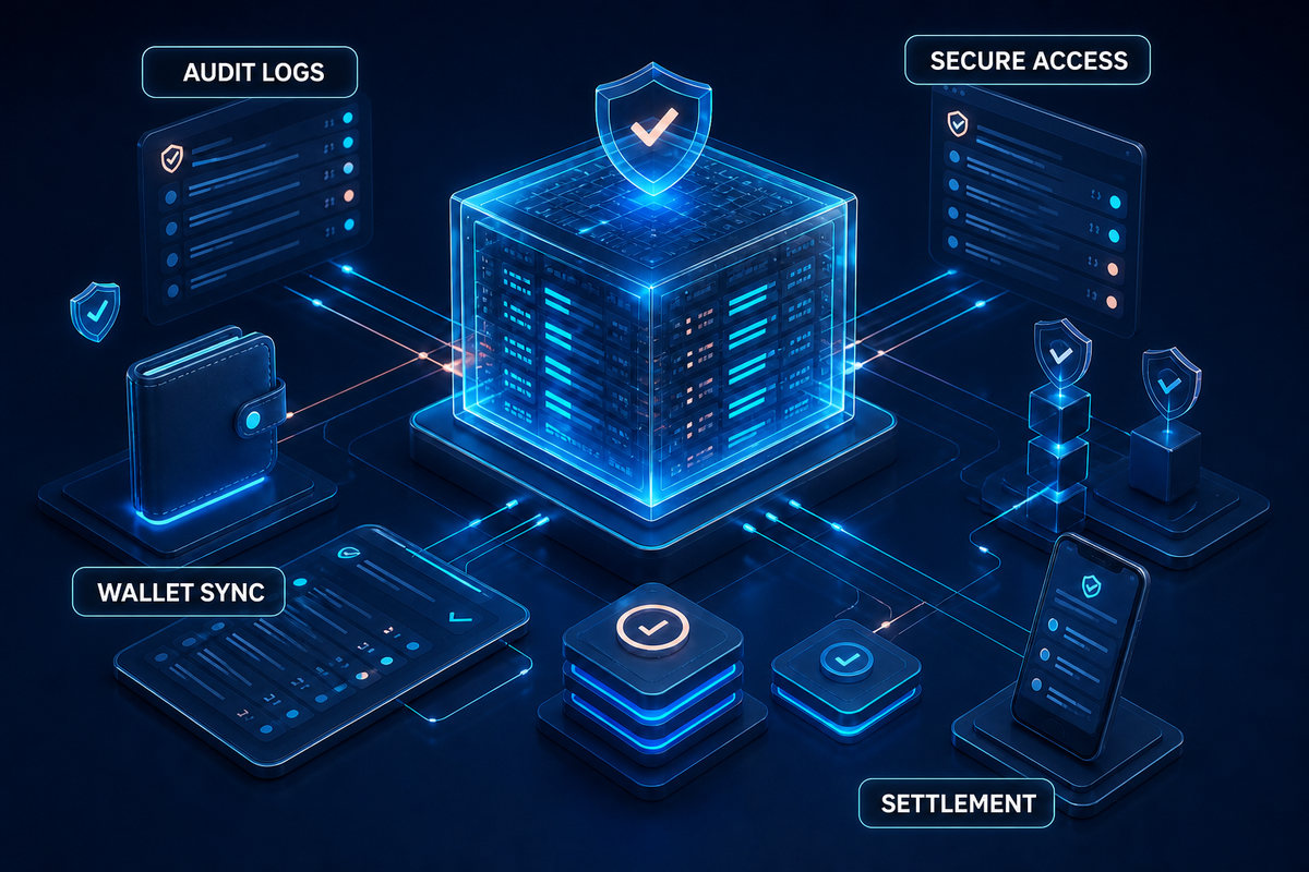 Wallet reconciliation workflow with balance records, audit logs and access controls