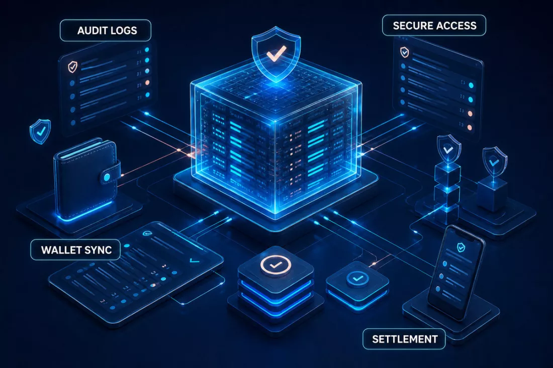 Wallet reconciliation workflow with balance records, audit logs and access controls
