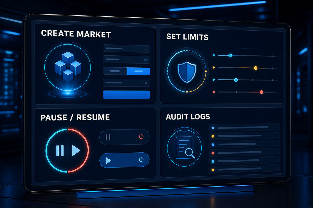 API administration controls for permissions, market status and operational oversight