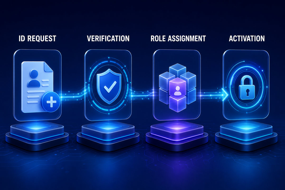 Game ID provisioning flow for ID request, verification, role assignment and activation