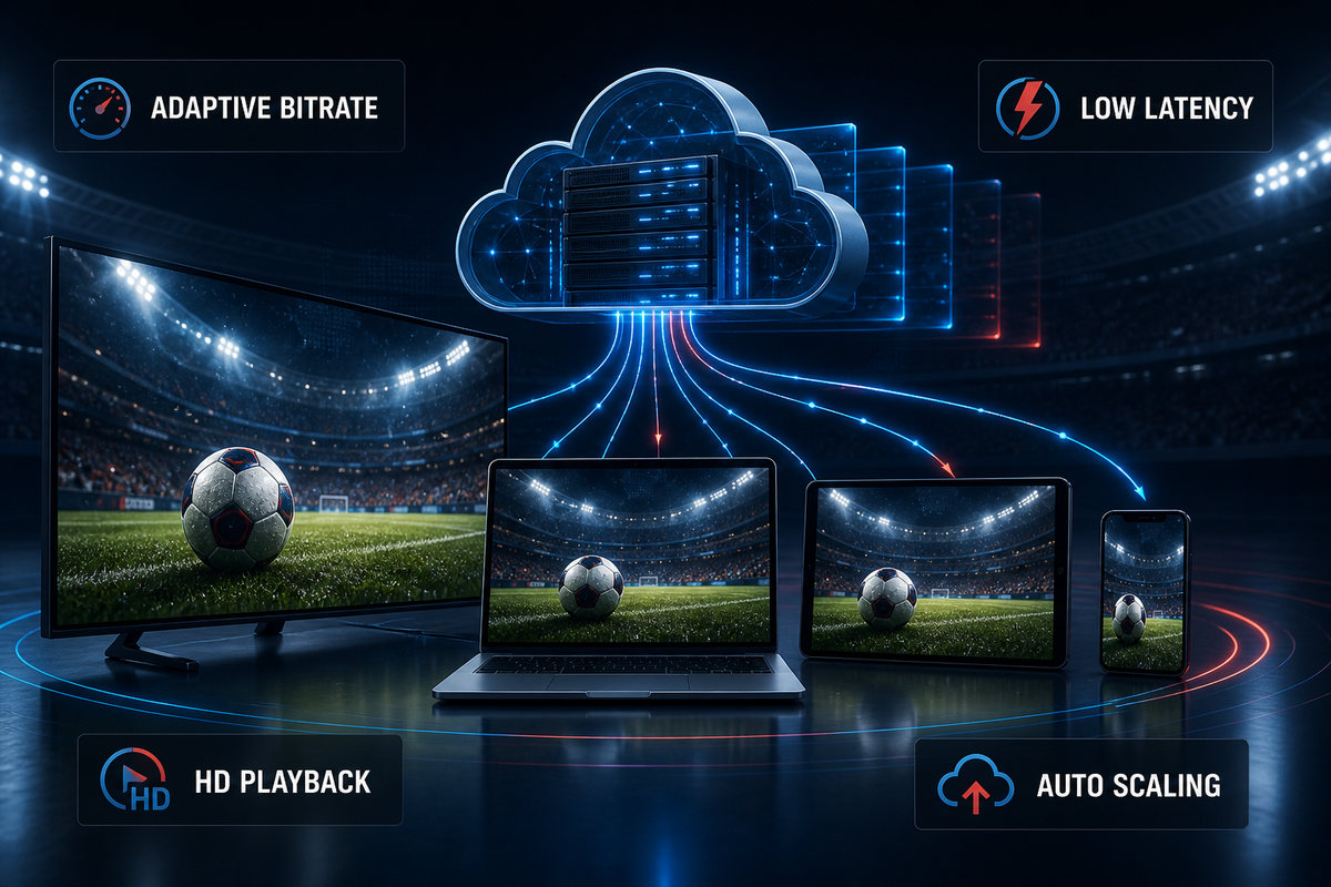 Adaptive live streaming delivery with low latency, HD playback and automatic scaling